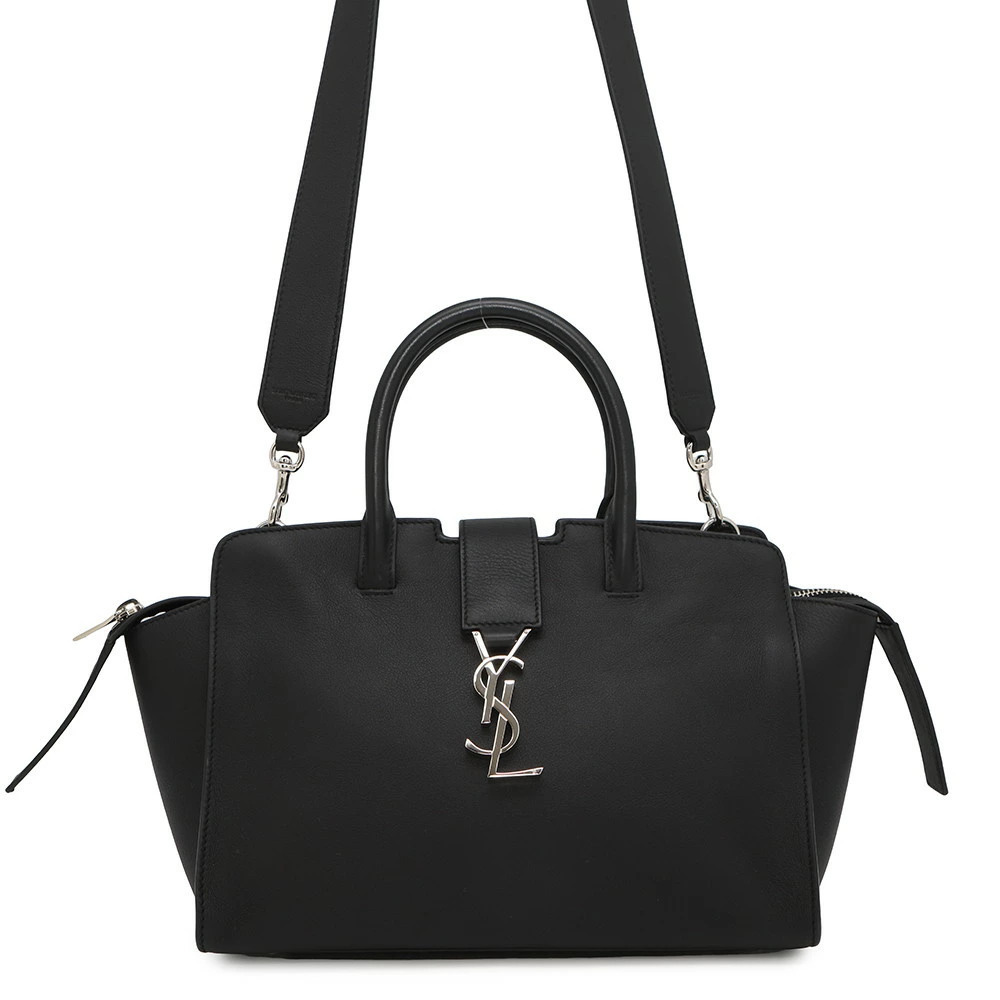 Saint Laurent Paris Baby Downtown Cabas Leather Handbag Shoulder Bag Black